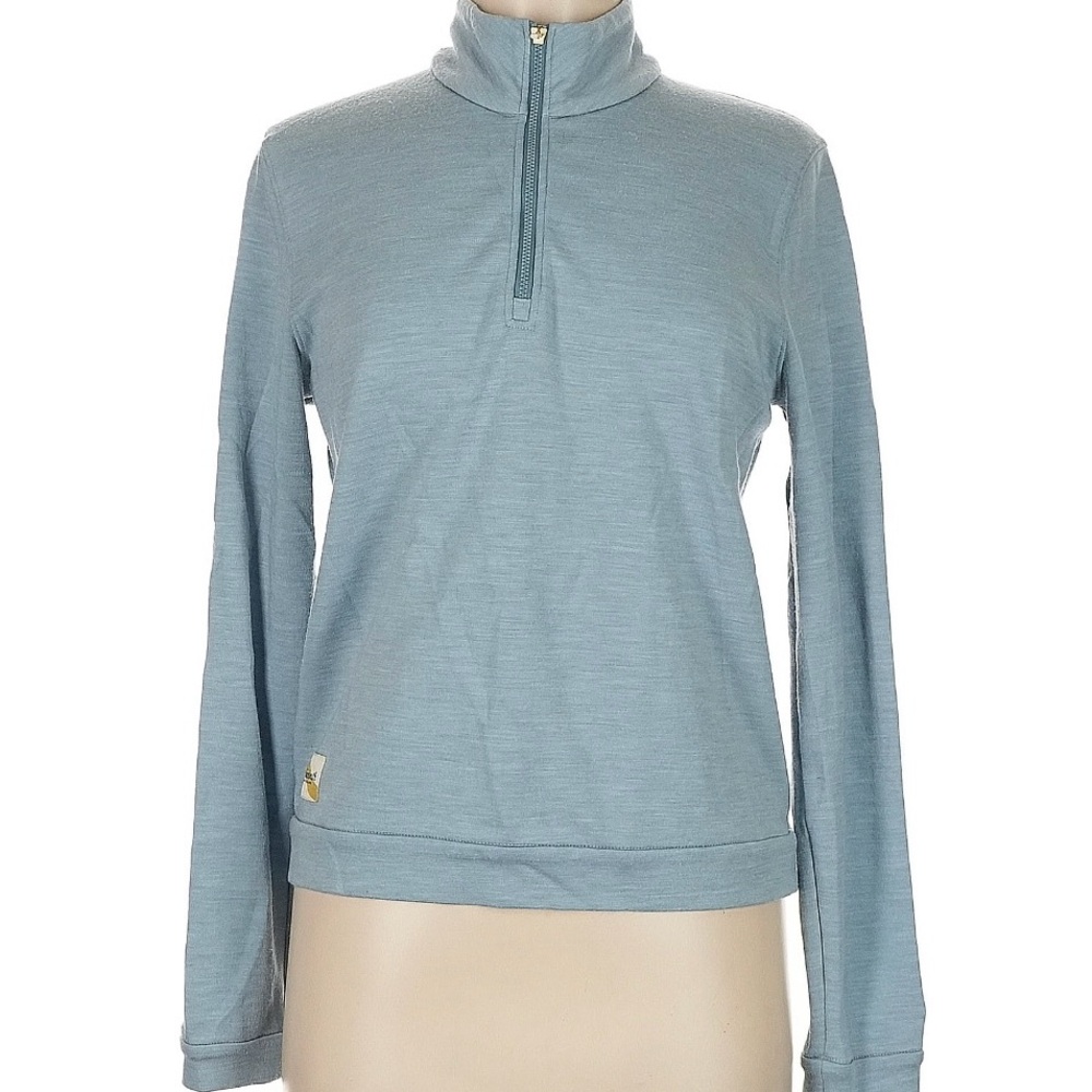 Tracksmith Blue Wool Zip Running Top M